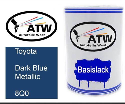 Toyota, Dark Blue Metallic, 8Q0: 500ml Lackdose, von ATW Autoteile West.